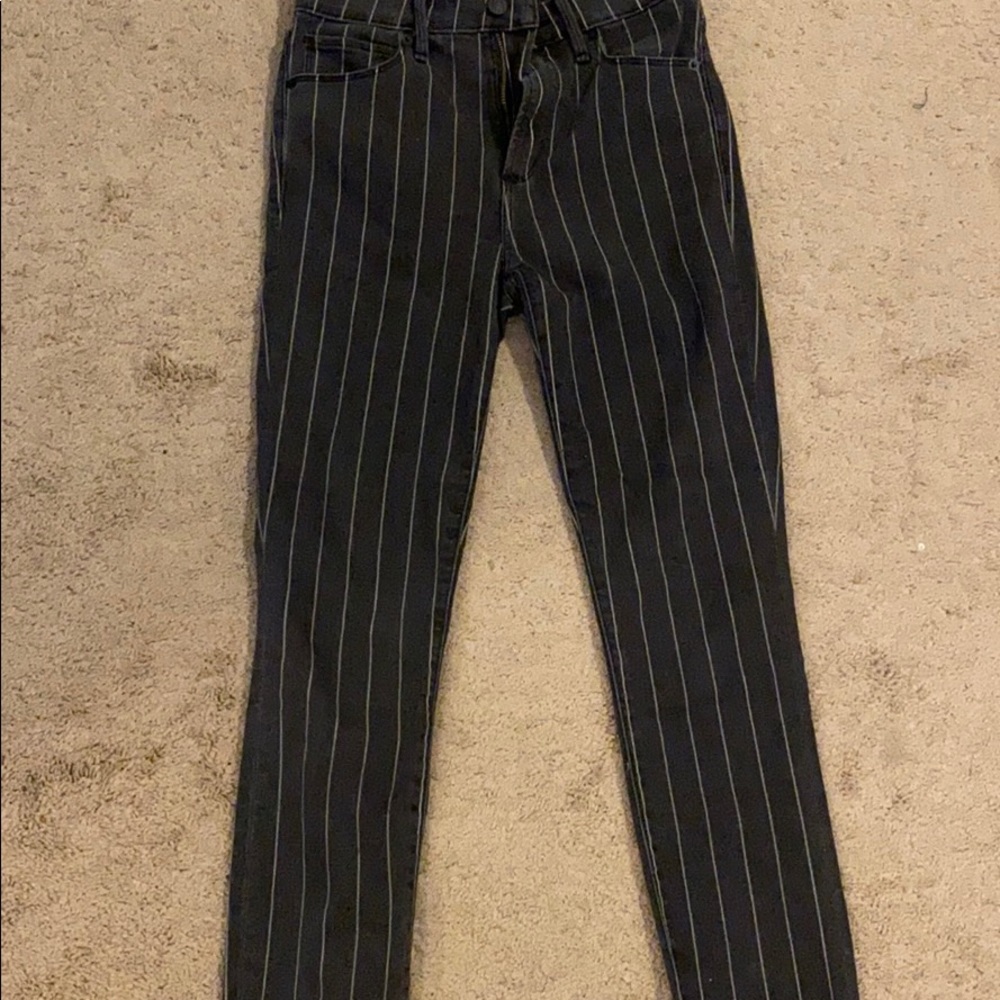 High Rise Super Skinny Striped Jeans